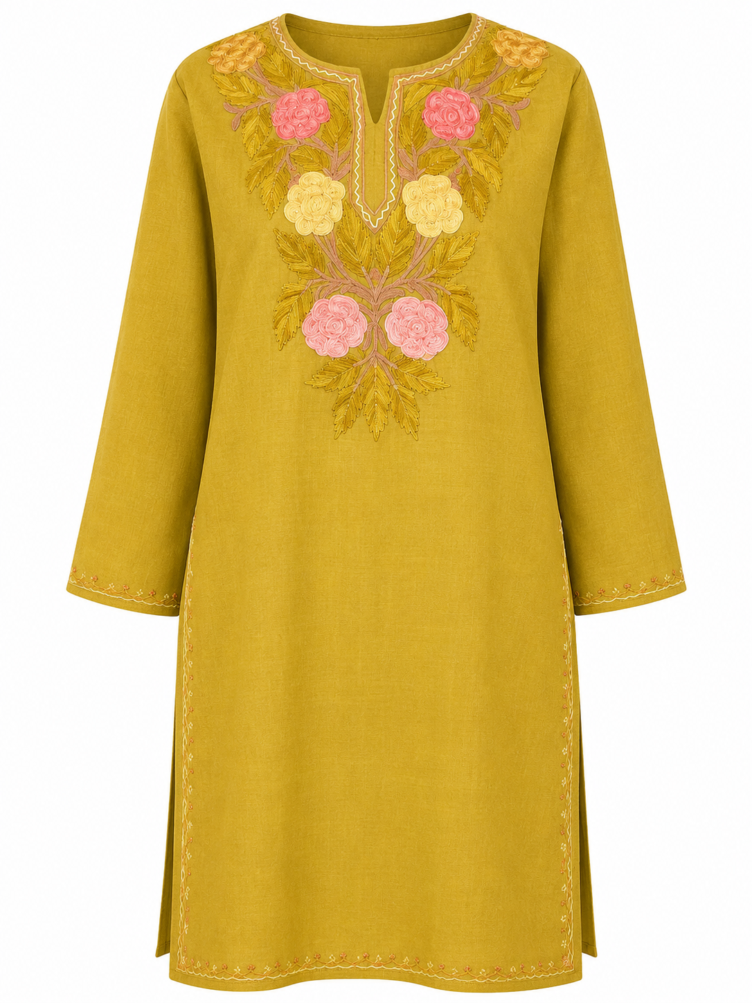 Kashmir Aari cotton Co-Ord Set | Gold